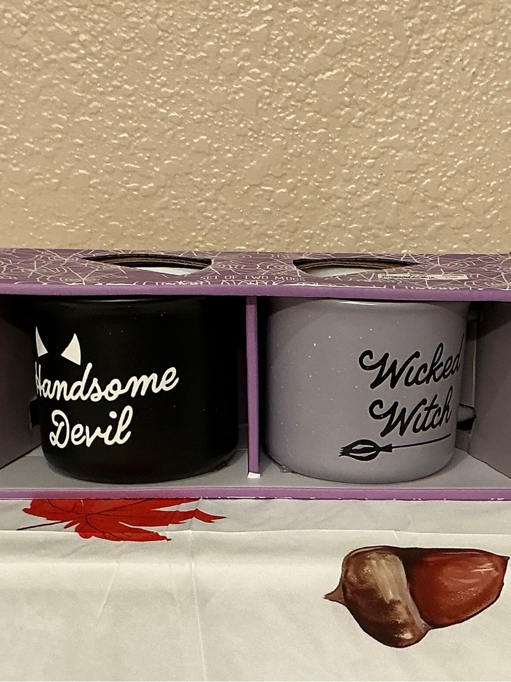 Handsome Devil & Wicked Witch Ceramic Mug Set - Black and Light Gray